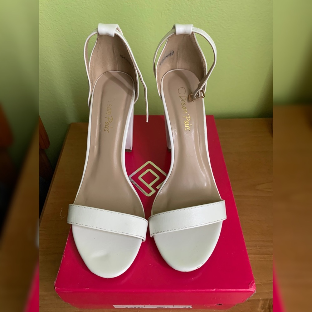 White chunky heels